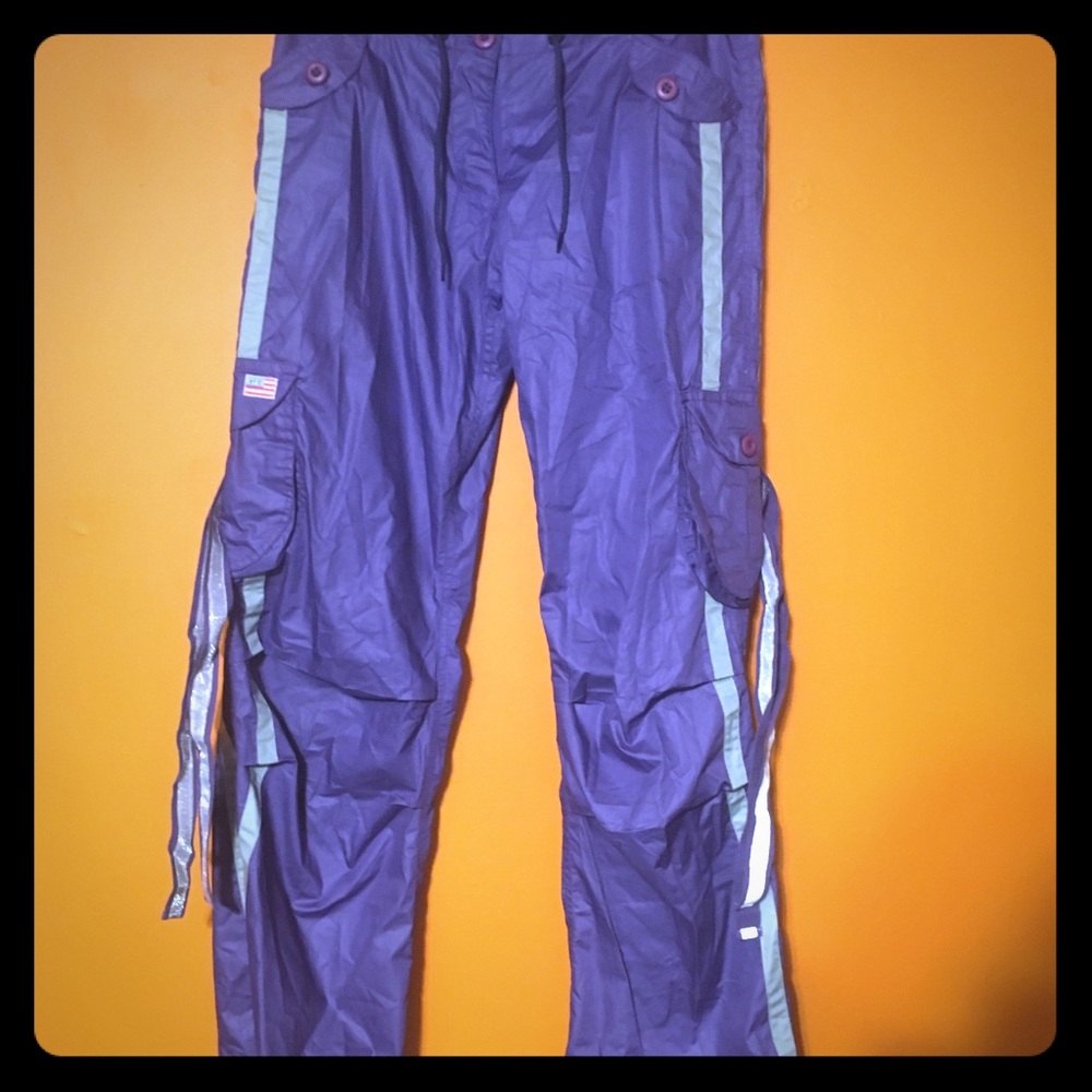 Purple Silver Glitter UFO Rave Cargo Pants